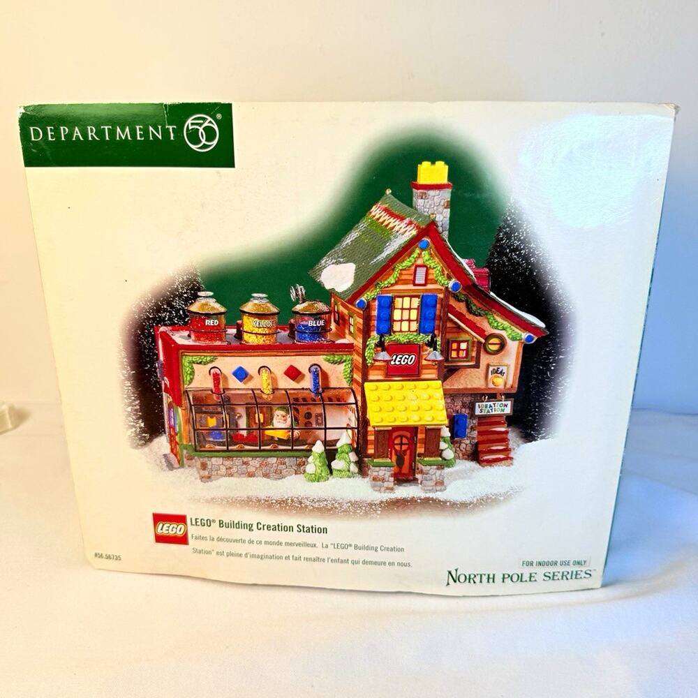 Dept 56 North Pole Series LEGO Creation Station Illuminated Ceramic Box- read